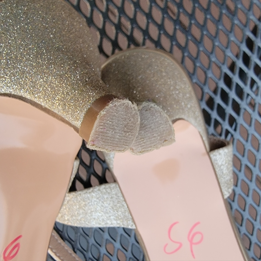DIDIFU Champagne Glitter Open Toe Heel – size 8 - Picture 12 of 12